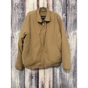 London Fog Zip Front Bomber Jacket Tan/Khaki Lined  Size XL Long